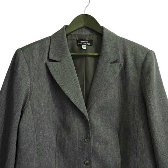 Giorgio Sant' Angelo Vintage Olive Green Single Breasted Blazer Sz 18W - Picture 3 of 9